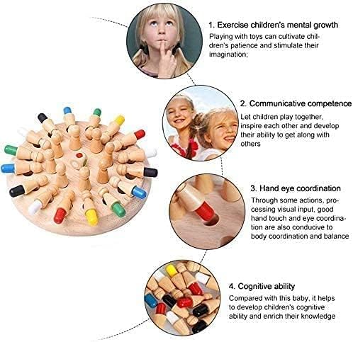 Wooden Memory Match Stick Chess Game, BLOWEST Colorful Memory Chess, Funny Block Board Game, Early Educational Toy, Brain Training Games for Kids