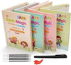 Set of 4 Sank Magic Practice Copybook for Kids - Reusable Writing Practice Workbook(Book with Pen)