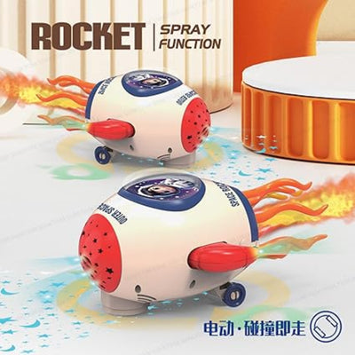 Toy robot with rocketε·ε°εθ½ on a colorful background
