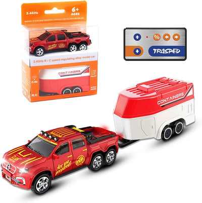 Mini Alloy Off-Road RC Car for Kids 6+ 1:64 Scale Remote Control Car Toys Strip Lights, 2.4Ghz, USB Rechargeable (Off Truck -Red)