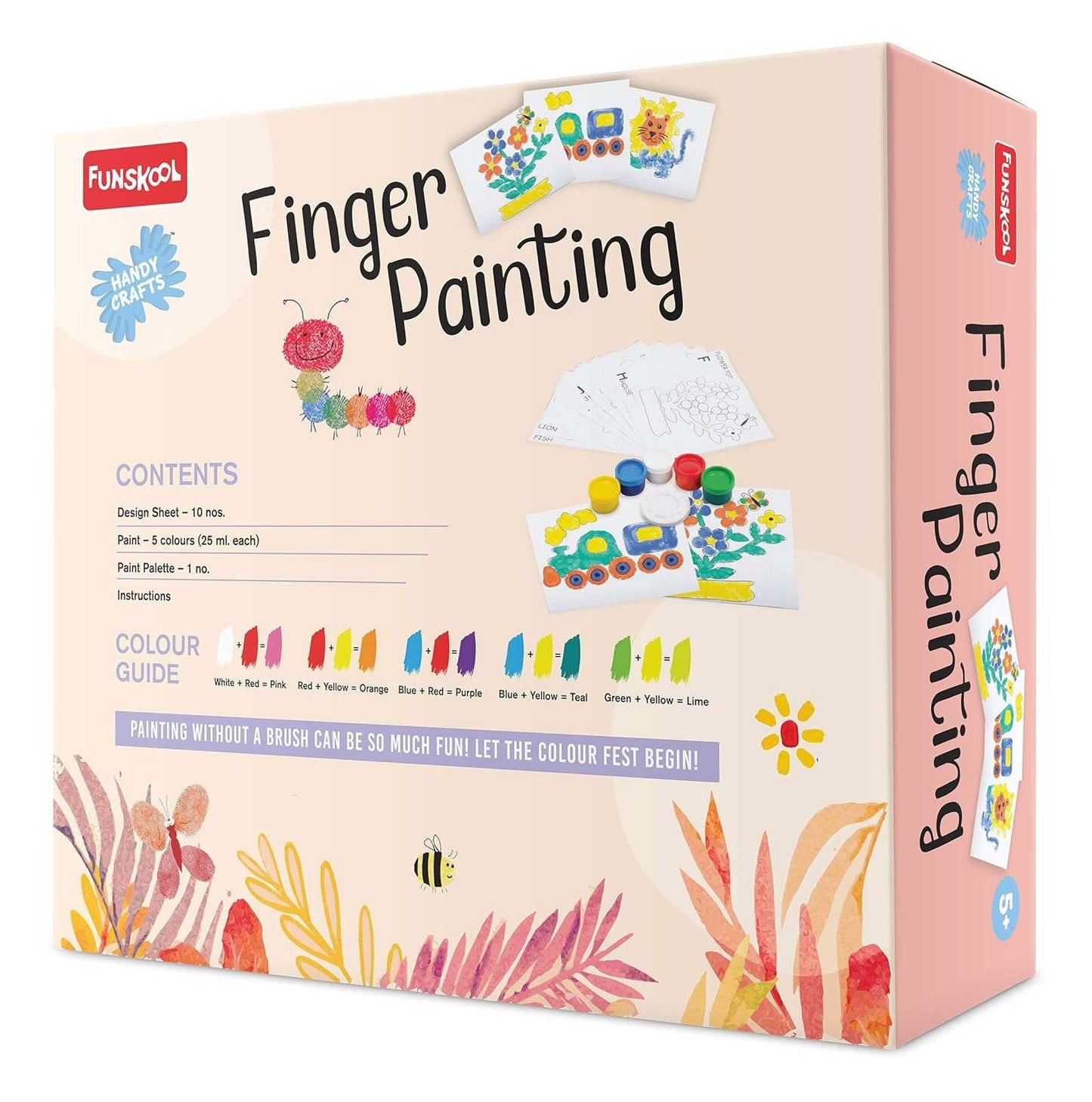 Handycrafts Funskool Finger Painting Kit, DIY Kit, Art and Craft Set for Kids, Learning, Fun & Engaging Activity for Childrens, Multicolour, Gift Set for Kids, Age 5+ Years