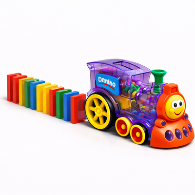 Automatic Domino Train with Sound & Light - Fun Building Blocks Set for Kids Engaging Stacking Game & Toy Train for Boys & Girls Educational Preschooler Toy & Birthday Gift 40 pcs
