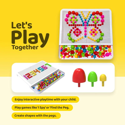 Colorful Mushroom Nails Peg Board with building blocks for kids' creative play and learning