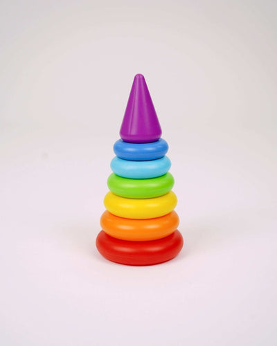 Smiley Stacking Rocking Rings Toy – 5 Colorful Rings for Toddlers | Educational & Motor Skill Development Toy