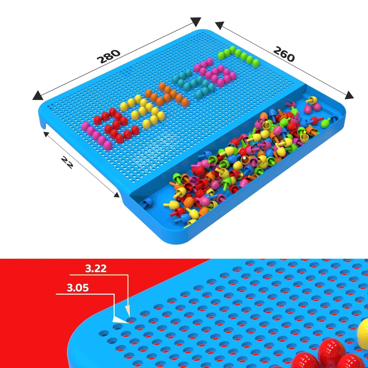 Colorful Mushroom Nails Peg Board building blocks toy for kids 3+ fostering creativity and learning