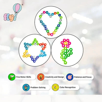 Colorful Fun Beads Toy Set for Kids with 50 Lacing Beads for Creative Play and Early Learning