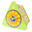 Colorful children's clock with bookshelf on a white background
