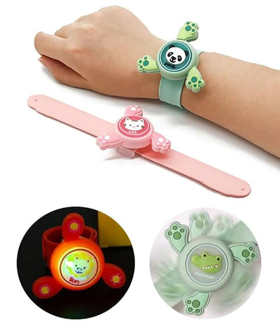 Cartoon LED Light Kids Rakhi Toy Boy Girl, Slap Band Cartoon Wrist Band with LED Light Up Great Birthday Gift Toys for Kids (Assorted Color and Model)
