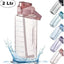 2000ML Large Capacity Motivational Water Bottle with Straw & Flip-Top Lid – Leakproof BPA-Free Sports Gym Bottle