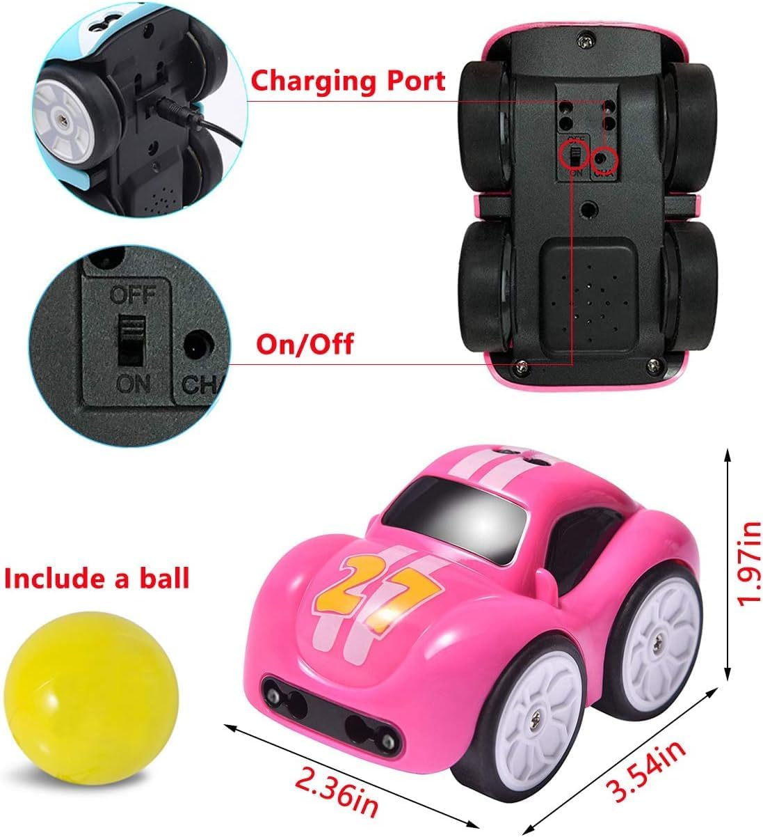 Mini RC Intelligent Sensor Stunt Car Toy for Kids 3-12 | 4 Smart Modes: Follow Object, Chase, and Follow Track, Rechargeable Cartoon Car with Music & Bright LED Light |Birthday Gift for Kid