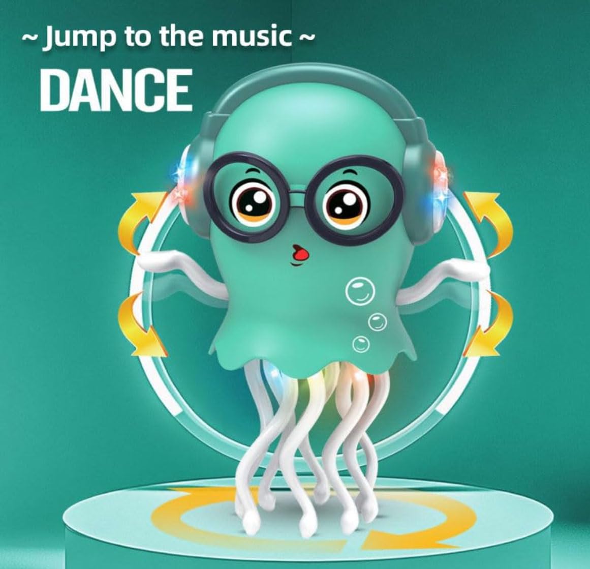 Dancing Jellyfish Toy with LED Lights, Musical Octopus for Kids, 360° Rotating Tentacles, Interactive Dancing Jelly Fish Toy, Random Colour