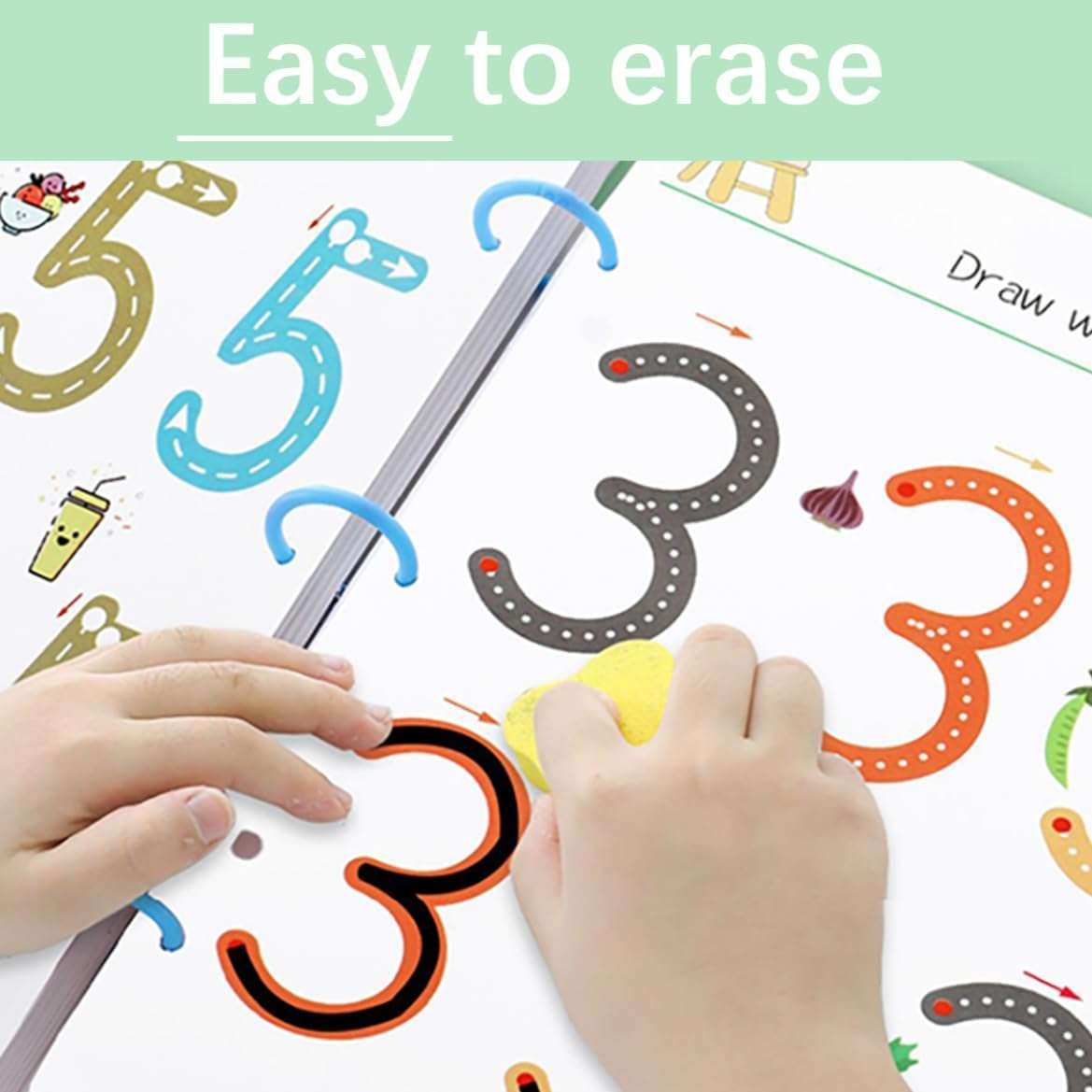 Magical Tracing Workbook Set 64 Pages Alphabet & Number Writing Practice Book for Kids Reusable Handwriting Pen Control Training for Preschool Learning