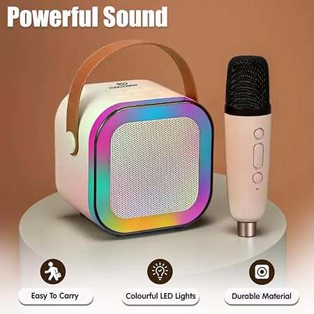 Wireless Karaoke Microphone with Bluetooth Speaker, Magic Voice Changer Mic with 5 Sound Effects, RGB Light, Rechargeable Kids & Adults Singing Toy (Multicolor)