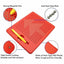 Red tool board with magnetic pen and steel ball, labeled features.