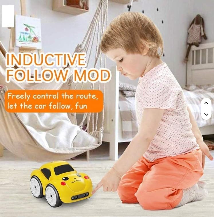 Mini RC Intelligent Sensor Stunt Car Toy for Kids 3-12 | 4 Smart Modes: Follow Object, Chase, and Follow Track, Rechargeable Cartoon Car with Music & Bright LED Light |Birthday Gift for Kid