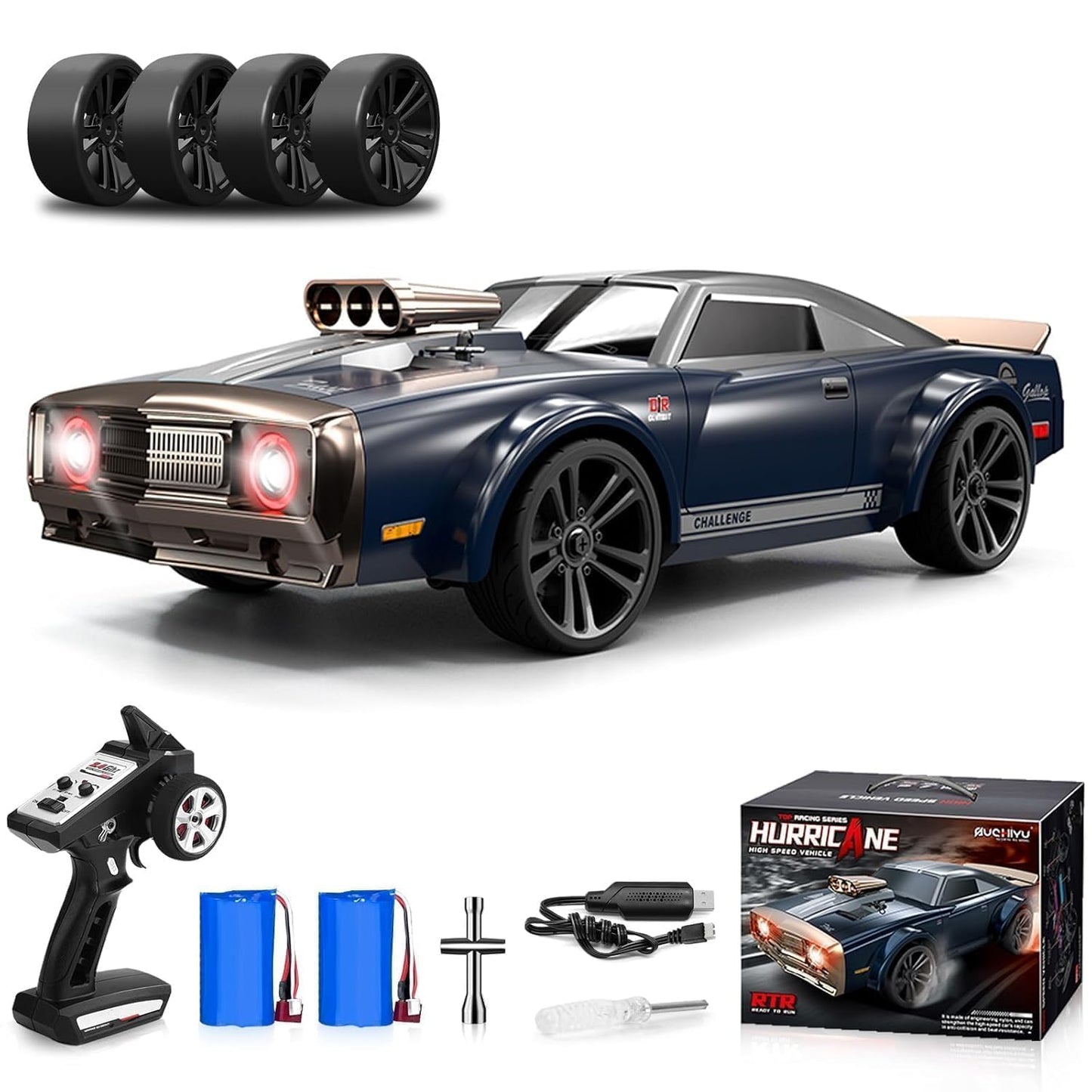 Rc Drift Cars for Adults, 1/16 Remote Control Car, 35Km/h High Speed Fast RC Car for Adults, 2.4GHz with 7 Modes LED Lights Racing RC Drifting Car, Multicolor