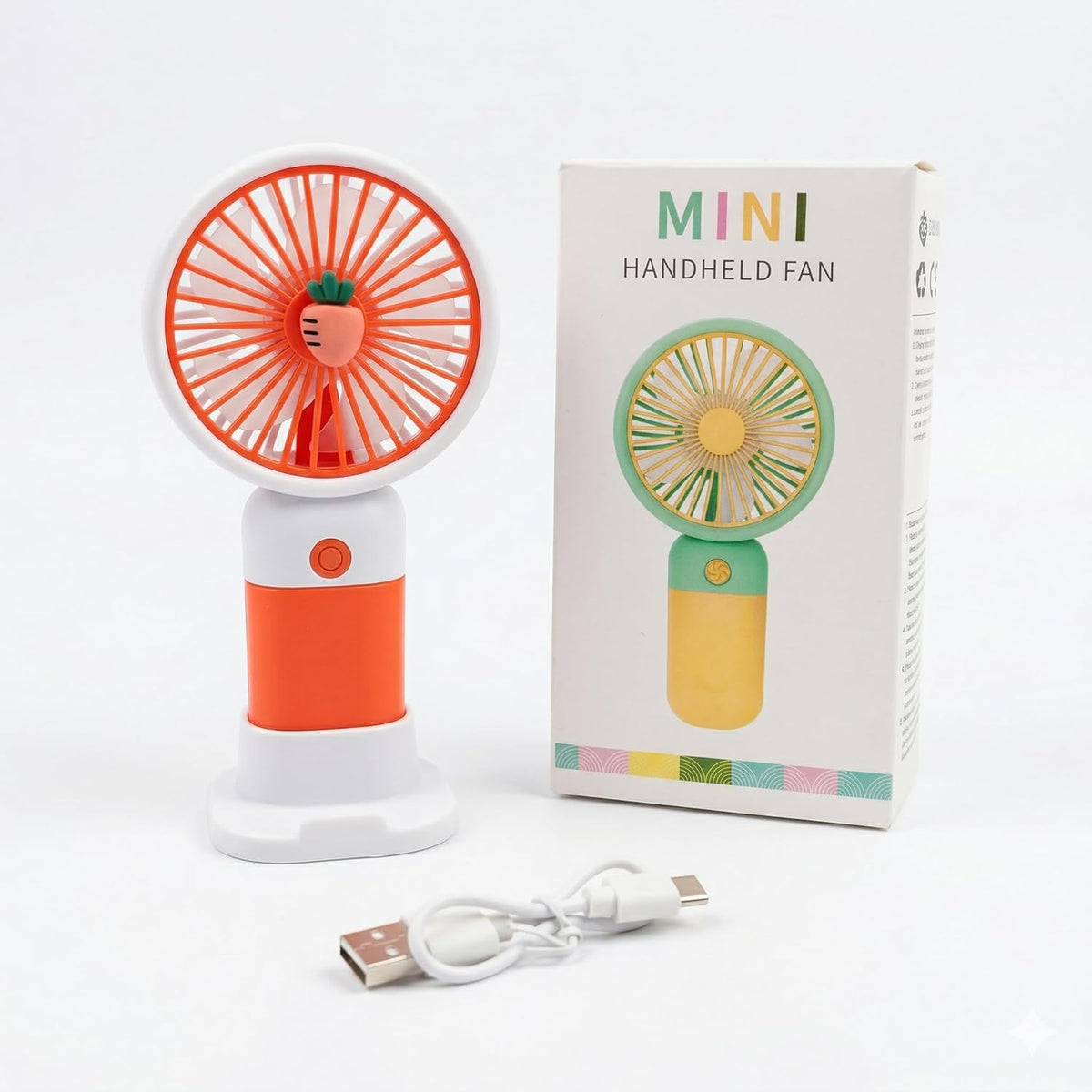 Mini Handheld Fan, Lightweight Hand Fan for Women Cute Design 3 Speed Strong Wind Portable Fan, USB Rechargeable Fan Personal Fan for Indoor Outdoor Travel Makeup