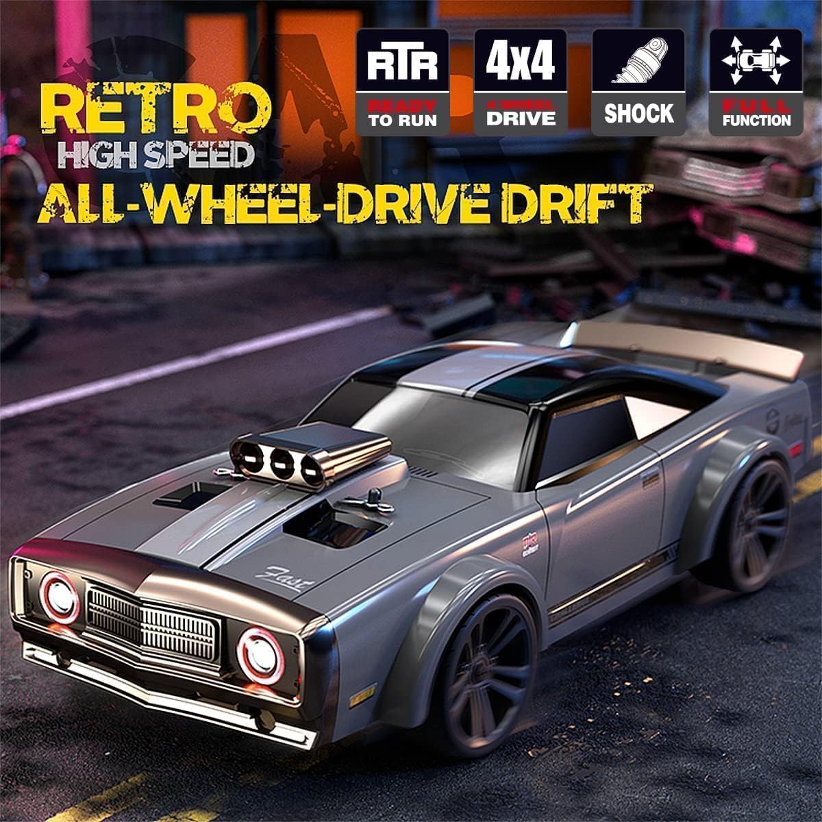 Rc Drift Cars for Adults, 1/16 Remote Control Car, 35Km/h High Speed Fast RC Car for Adults, 2.4GHz with 7 Modes LED Lights Racing RC Drifting Car, Multicolor