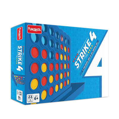 Funskool Strike 4, Classic Disc Dropping Game, Strategy Game, Board Game for Kids, Adults, Families, Educational, 2 Players, Family Fun, Activity Toy for Childrens, Gift Set for Kid, Ages 6+ Years
