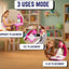 Product with multiple usage modes shown in a home setting