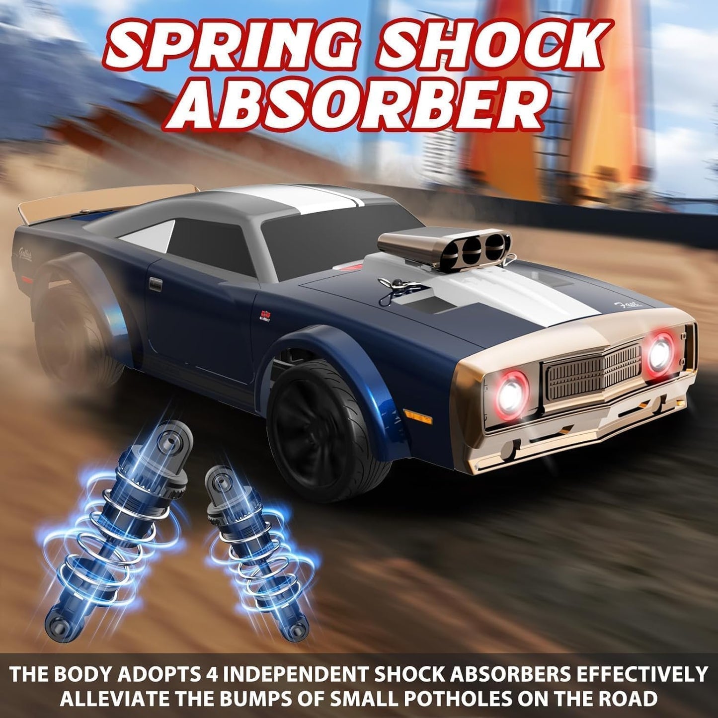Rc Drift Cars for Adults, 1/16 Remote Control Car, 35Km/h High Speed Fast RC Car for Adults, 2.4GHz with 7 Modes LED Lights Racing RC Drifting Car, Multicolor