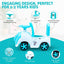 Children's toy car with features highlighted on a white background