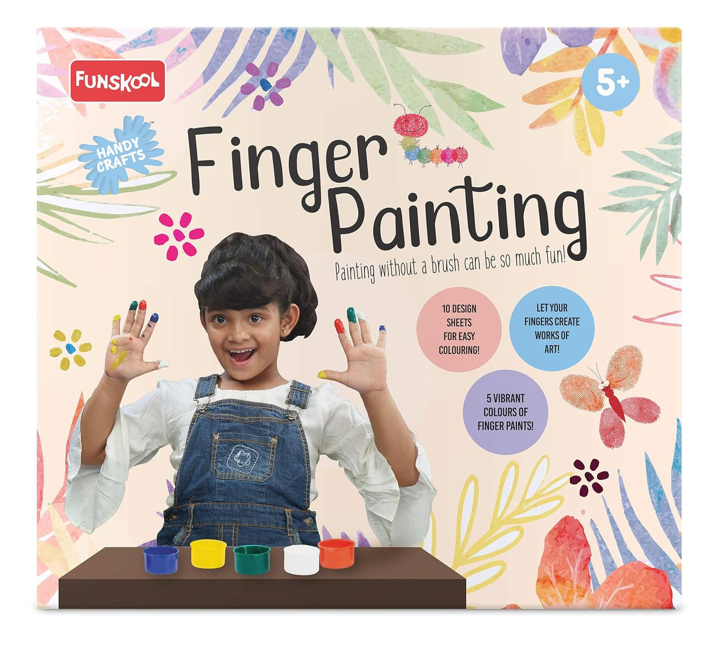 Handycrafts Funskool Finger Painting Kit, DIY Kit, Art and Craft Set for Kids, Learning, Fun & Engaging Activity for Childrens, Multicolour, Gift Set for Kids, Age 5+ Years