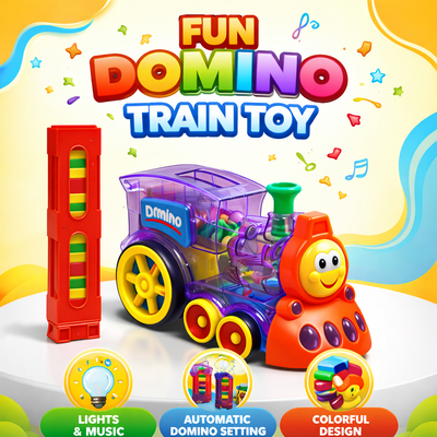 Automatic Domino Train with Sound & Light - Fun Building Blocks Set for Kids  Engaging Stacking Game & Toy Train for Boys & Girls  Educational Preschooler Toy & Birthday Gift 40 pcs