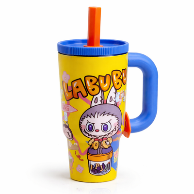 Kids Labubu Cartoon Sipper Cup with Handle & Straw