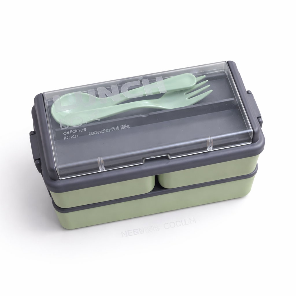 All-in-One Lunch Box with Removable Compartments, 2 Tier and 3 Compartment Design Food Containers for Lunch Snacks,Lunch Box for Adults, Office Men & kids Microwave Safe Lunch Box(1400ML, Multicolor)