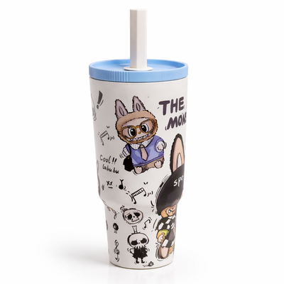 Kids Labubu Cartoon Sipper Cup with Handle & Straw