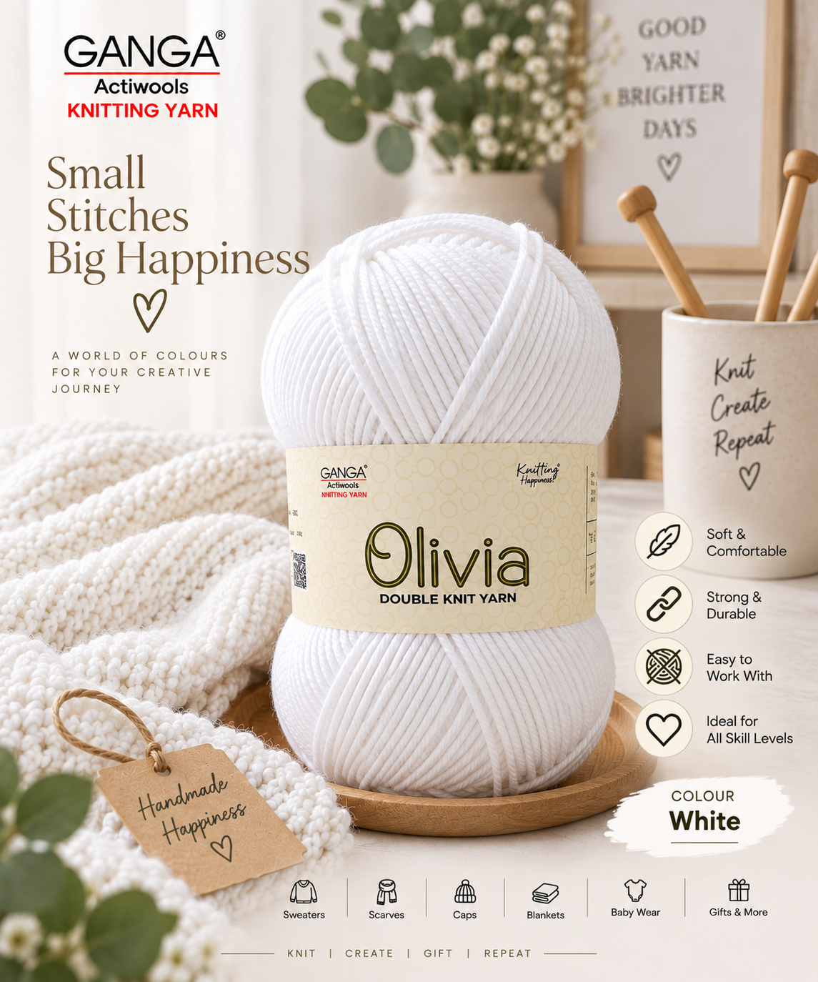 GANGA Olivia Double Knit Yarn | Premium Knitting Yarn