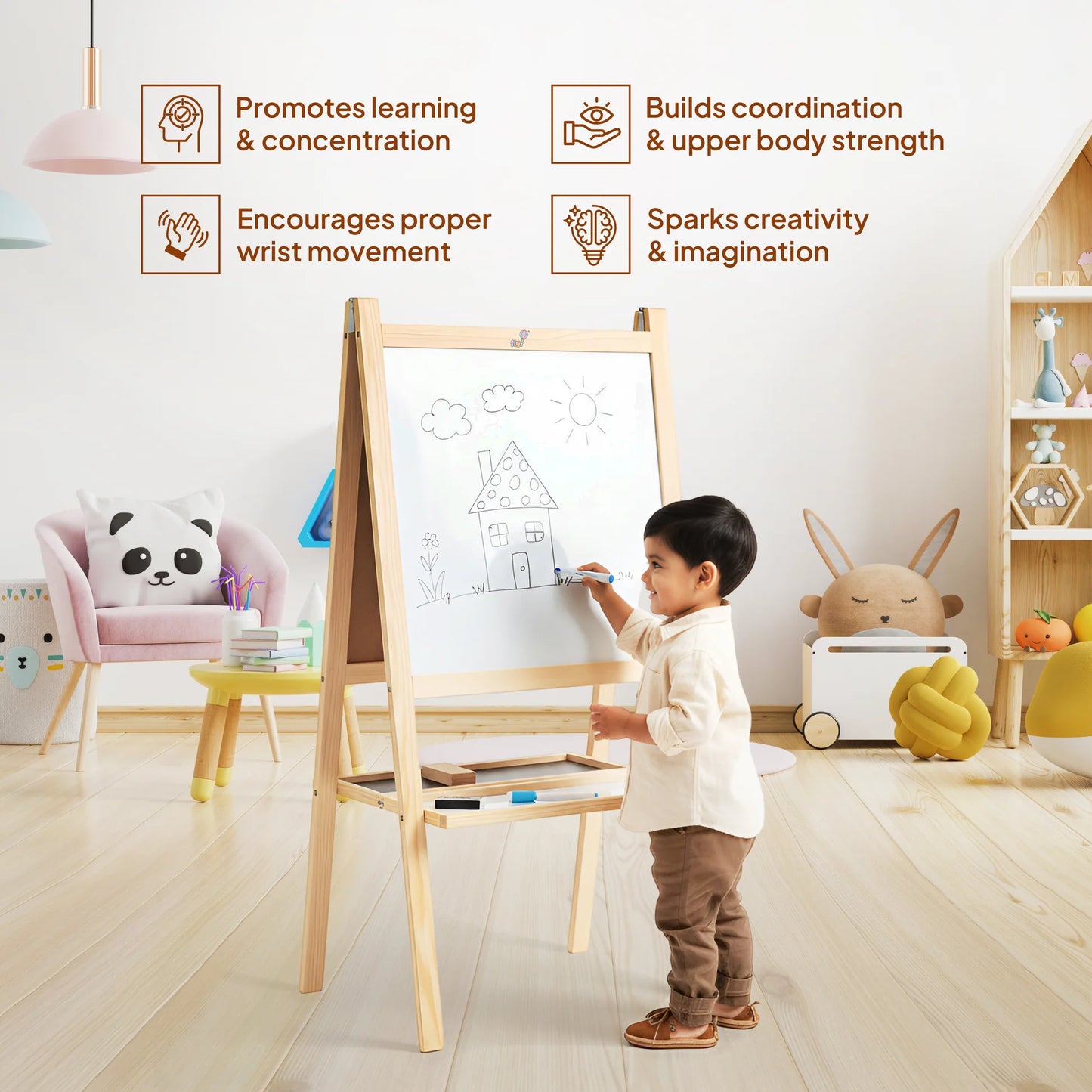 FLYI 2 in 1 Wooden White Board