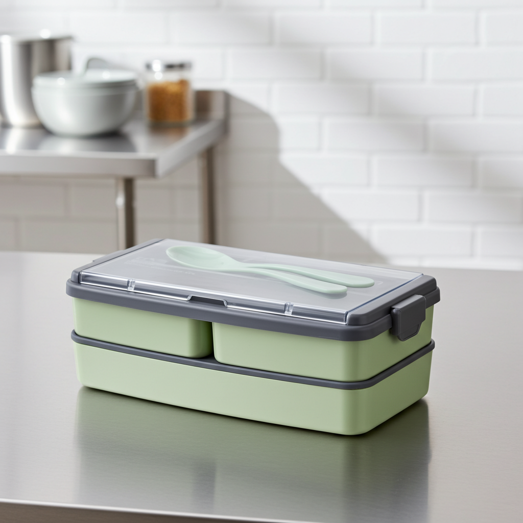 All-in-One Lunch Box with Removable Compartments, 2 Tier and 3 Compartment Design Food Containers for Lunch Snacks,Lunch Box for Adults, Office Men & kids Microwave Safe Lunch Box(1400ML, Multicolor)