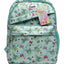 Backpack with butterfly pattern and visible brand tag on a white background
