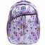 Purple backpack with butterfly pattern on a white background