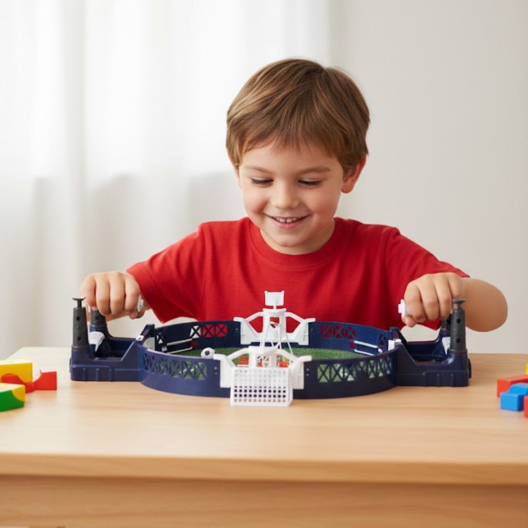 Child playing with a toy set on a table