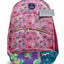 Pink backpack with butterfly pattern on a white background