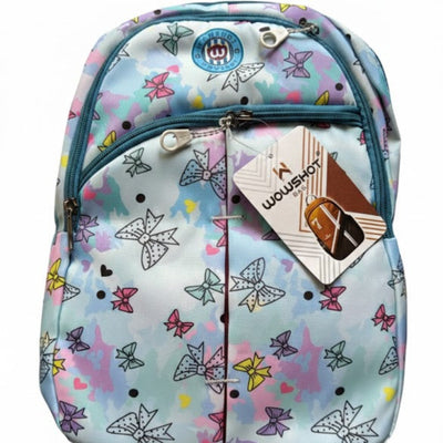Backpack with butterfly pattern on a white background