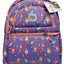 Colorful backpack with mermaid pattern on a white background