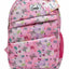 Pink backpack with butterfly pattern on a white background